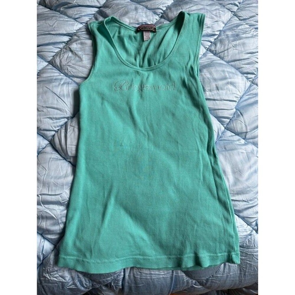 Teal Embellished Ribed Wedding Bridesmaid Tank Top Size XL